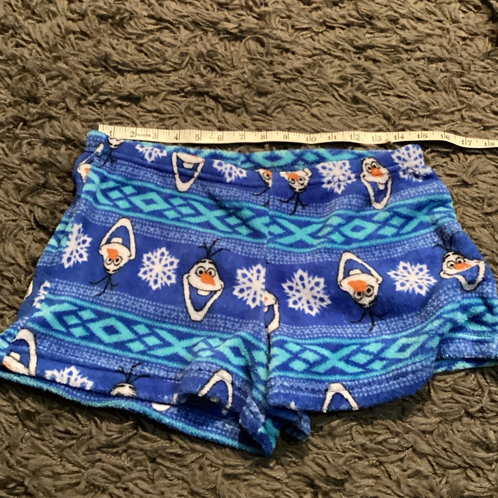 Disney Blue Olaf Snowflake Women's fuzzy  soft Shorts
